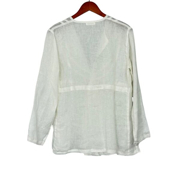 CP Shades White Linen Shirt Jacket Long Sleeve 2-Button Lagenlook Relaxed Size S - Picture 7 of 12